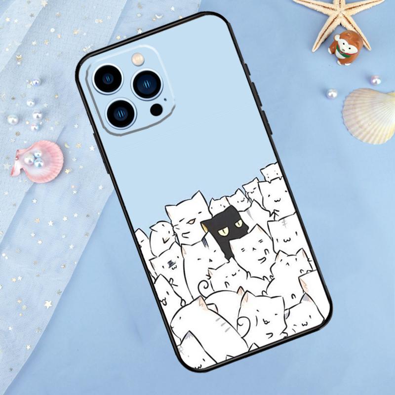 Милый Мультяшный Кот Чехол Для iPhone 17 Pro Max 16 15 13 12 11 14 Pro Max Plus 12 13 Mini 16e 17 Air Задняя Крышка