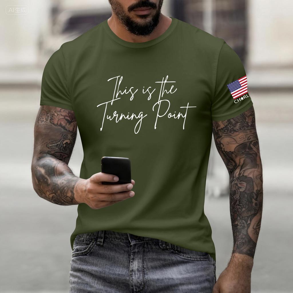 Fashionable Round Neck Short Sleeve Work Clothes Printed Tops For Mens Summer Tops