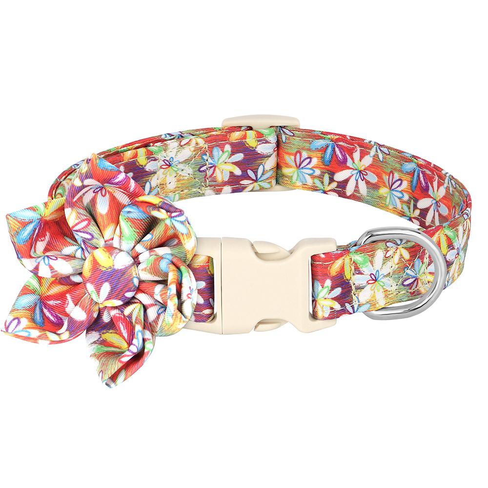 Нейлоновый ошейник для собак с цветочным принтом, ошейники для собак, регулируемое ожерелье для маленьких, средних и больших собак, щенков чихуахуа