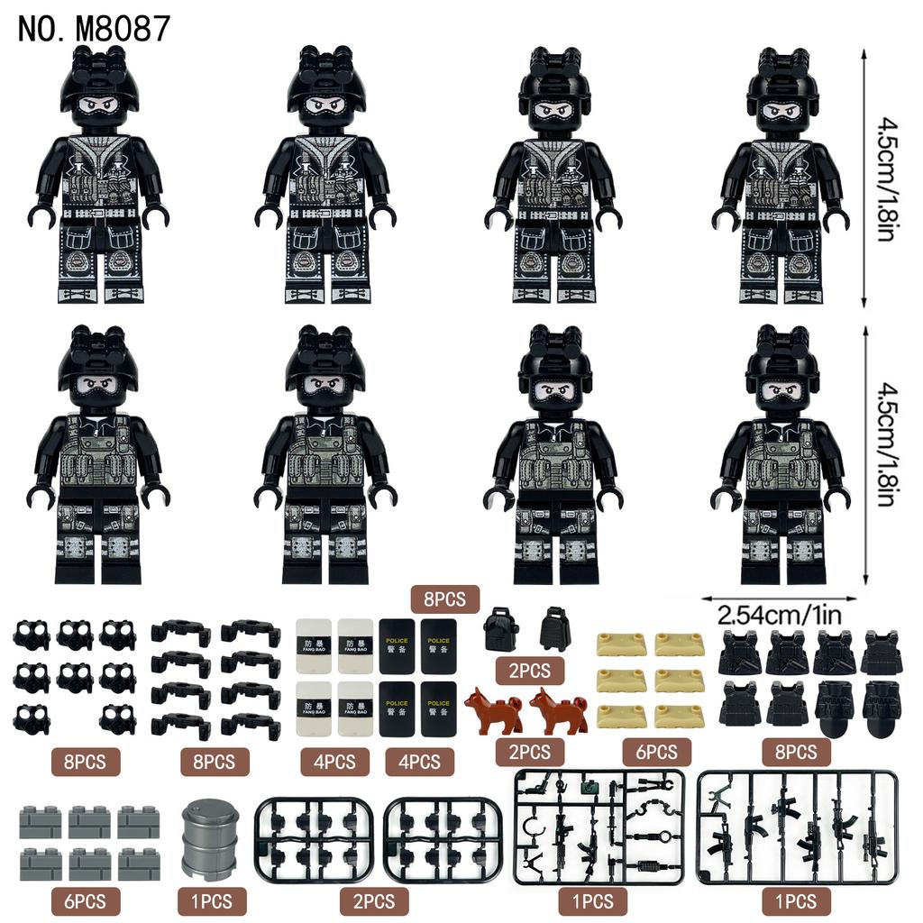 M8087 Черный Специальная полиция Антитеррористический щит против массовых беспорядков Городская фигурка Модель Детские строительные блоки Игрушка