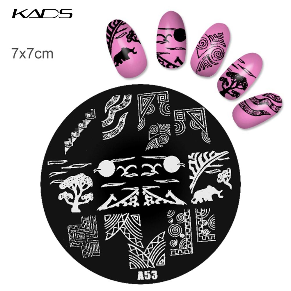 kads 1PC Round Stainless Steel Nail Art Nail Stamping Plates Manicure Stamp DIY for Nail Templates Classic Series Tools