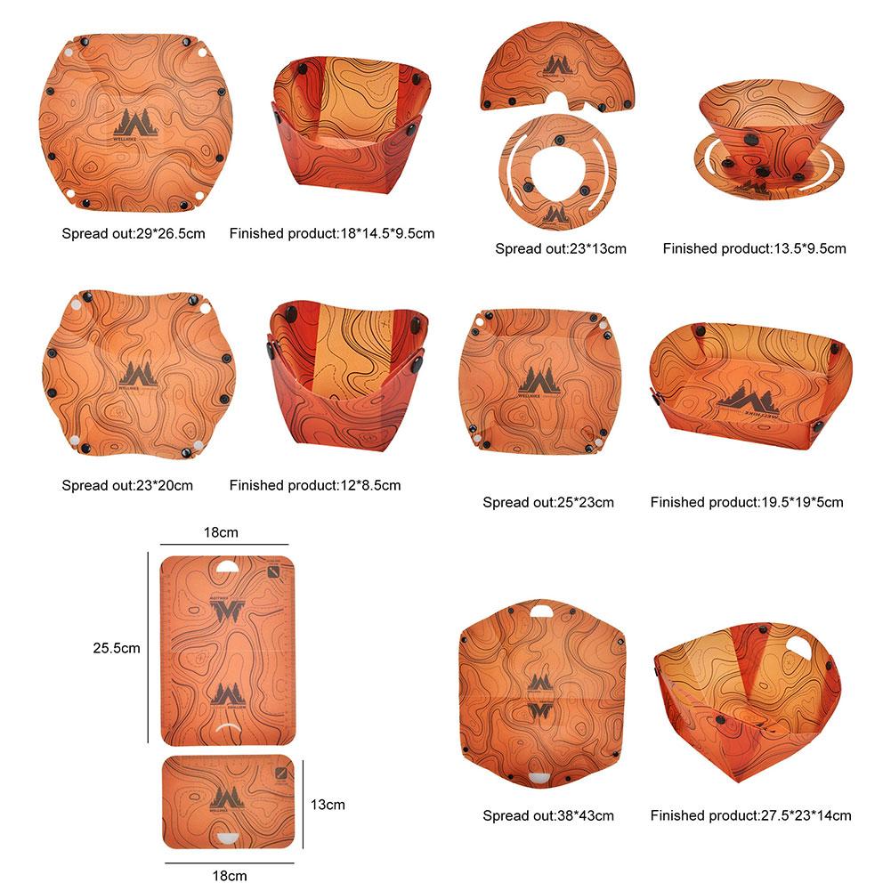 Outdoor Portable Tableware Space Saving Ultra Light Tableware Set Foldable Dinnerware Set for Camping Hiking