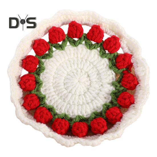 Подставка под стакан в виде тюльпана, связанная крючком. Подставки для чашек с цветами ручной работы для кофе и чая. Многоцелевой декор для домашнего бара и креативный подарок на новоселье, дни рождения.