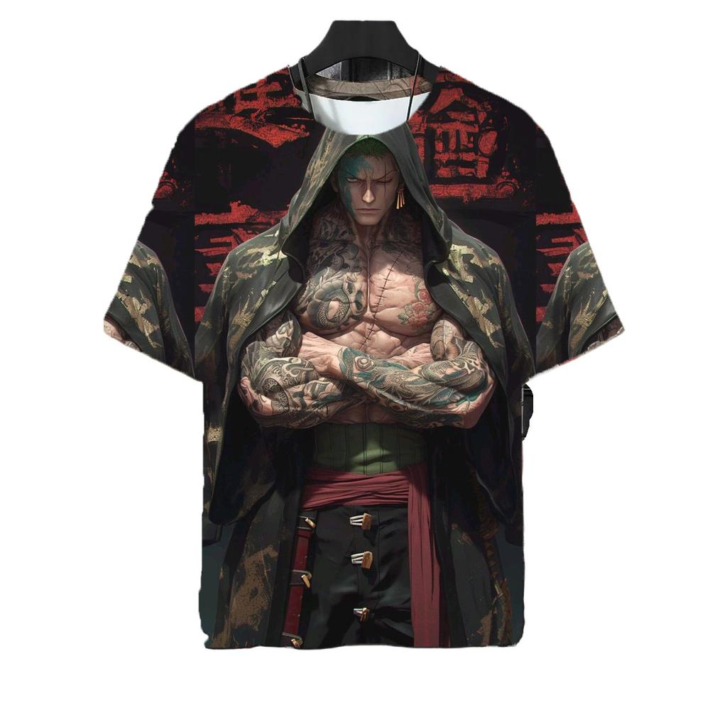 Japanese Warrior Katana Girl Tattoo T-shirt Sexy and Beautiful 3D Printed Top Summer Men Harajuku Round Neck Short Sleeved Clothing