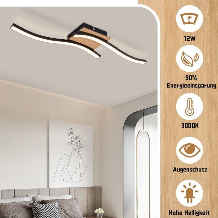 Plafonnier LED - NETTLIFE - 12W - Noir - 3000K blanc chaud - Métal 18 cm