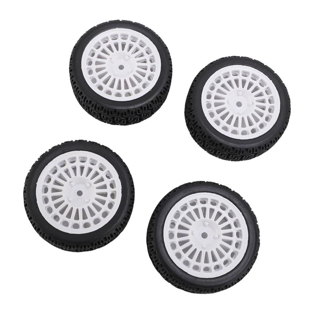 4PCS 1 10 RC Rally Car Tires Replacement for Tamiya TT01 Xv02 Sturdy Plastic 70mm RC Car Maze Tire Wheel Rim White