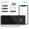 BSEED Wifi 1/2/3-клавишные настенные выключатели, сенсорные панели, управление через приложение Tuya Smart Life, с розетками питания EU, портами USB-C для зарядки 20 Вт