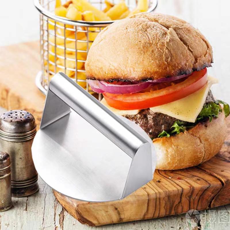 Stainless Steel Square Patty & Steak Press - Manual Teppanyaki & Hamburger Tool