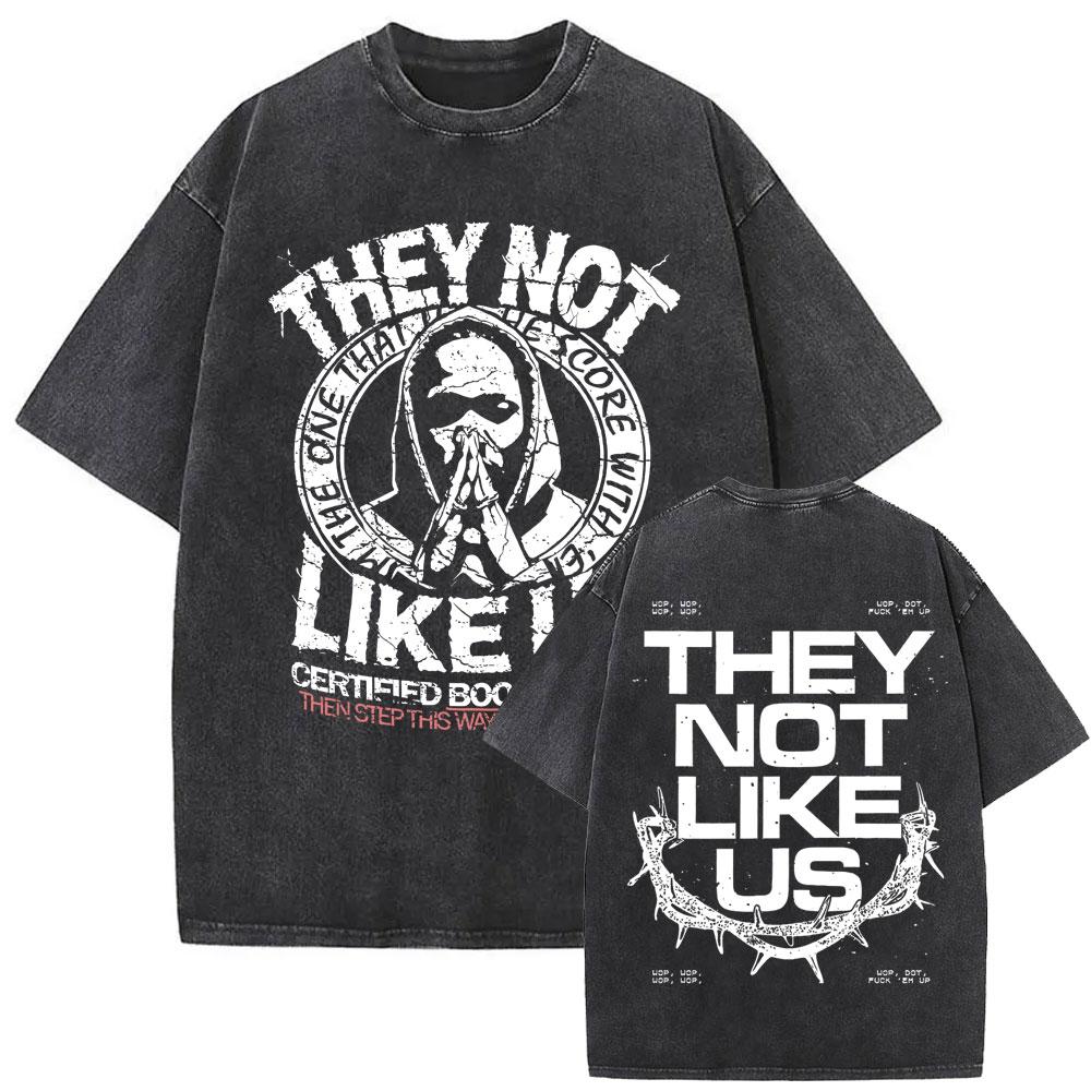 Limited Rapper Kendrick Lamar They Not Like Us Washed Vintage Tshirt Summer Men Women Hip Hop Oversized Street Crewneck T Shirt