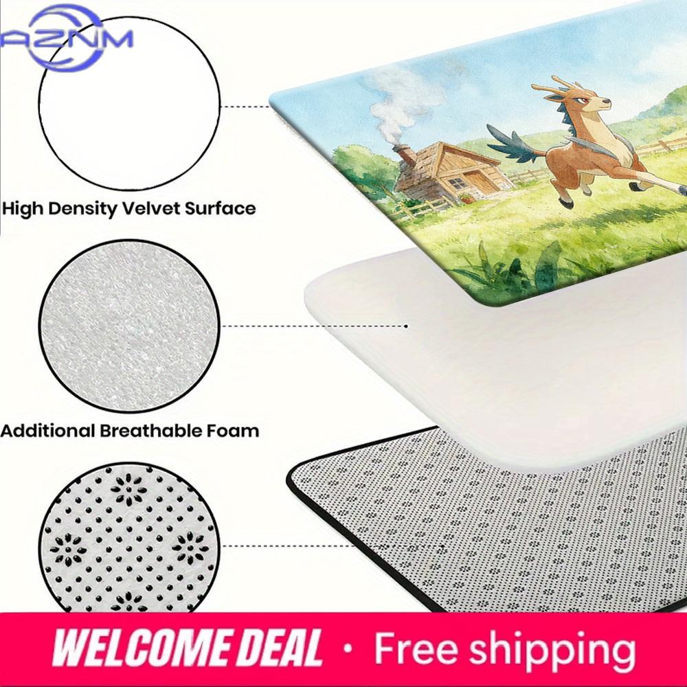 Pokemon Farm Scene Ponyta & Sheep Print Doormat Anti-slip Absorbent Floor Mat for Home Entrance Bedroom Living Room Decor