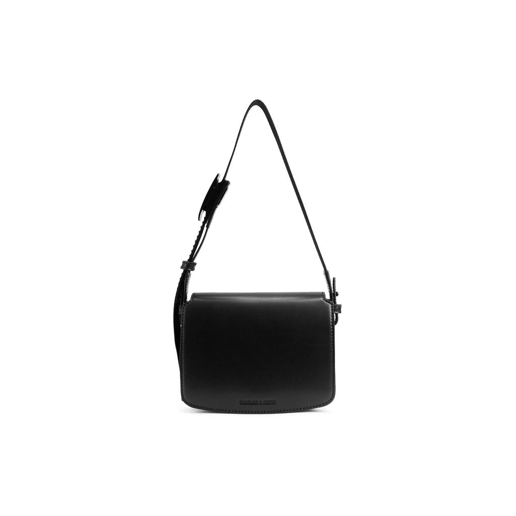 Charles & Keith Minimalist Flap Small Square Bag Women Shoulder Bag Jet-Black CK2-20271407