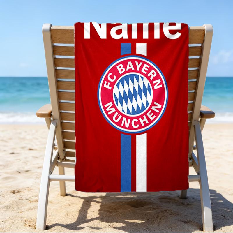 Custom Name Ultrasoft Beach Towel With Bayern Munich Themeideal For Pool Camping Diving Perfect Travel Essential Vibrant Beach Towel