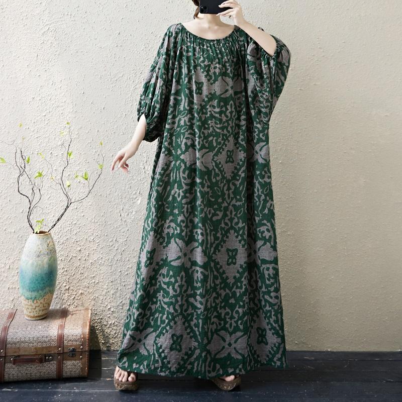 Short Sleeve Plus Size Cotton Vintage Dot Floral New In Dresses for Women Casual Loose Maxi Long Summer Dress