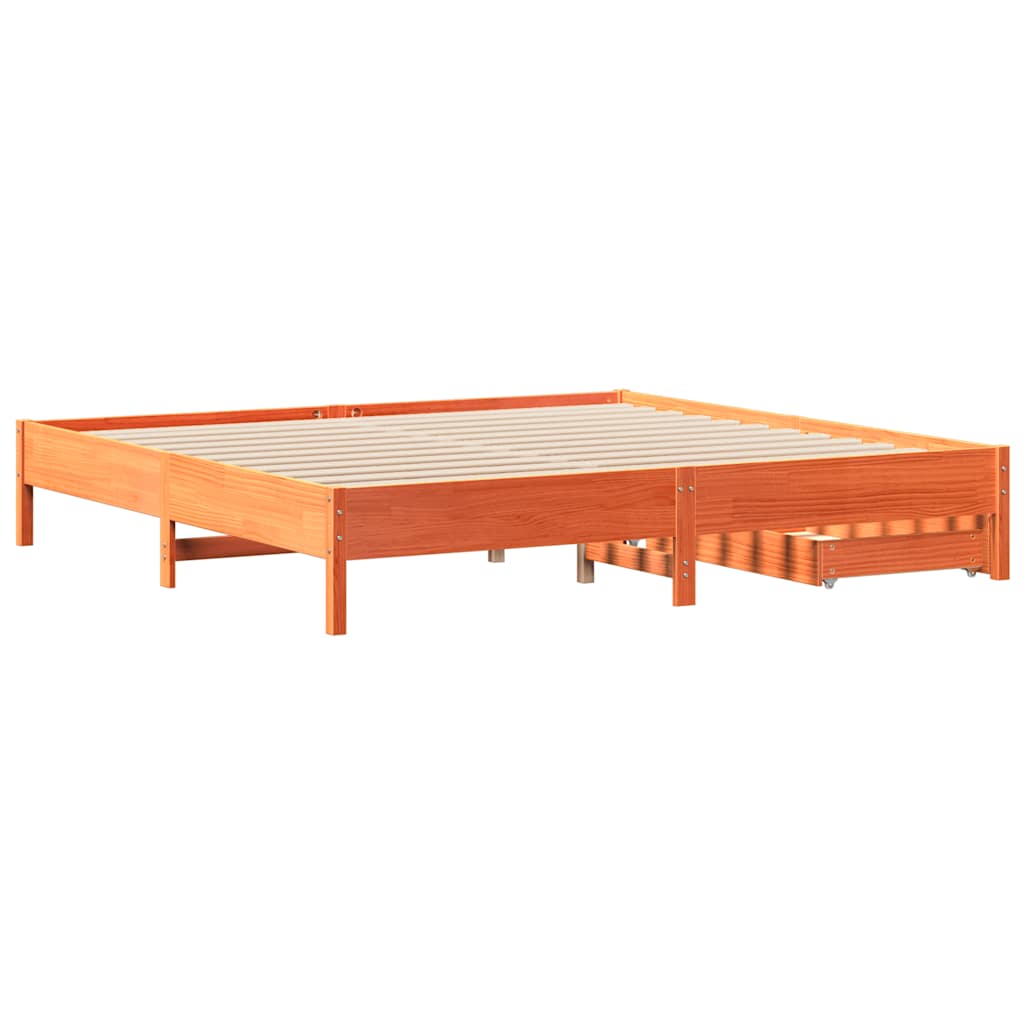 Solid Wood Bed without Mattress Wax Brown 180x200 cm Pine Wood