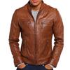 Men's Genuine Lambskin Brown Leather Jacket Stylish Motorcycle Bomber Biker Outerwear MJ 234