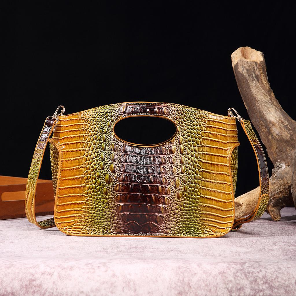 Сумка из искусственной кожи, женская сумка, роскошный дизайнерский градиент цвета, ретро сумка через плечо, сумка-кошелек с крокодиловым узором, большая сумка
