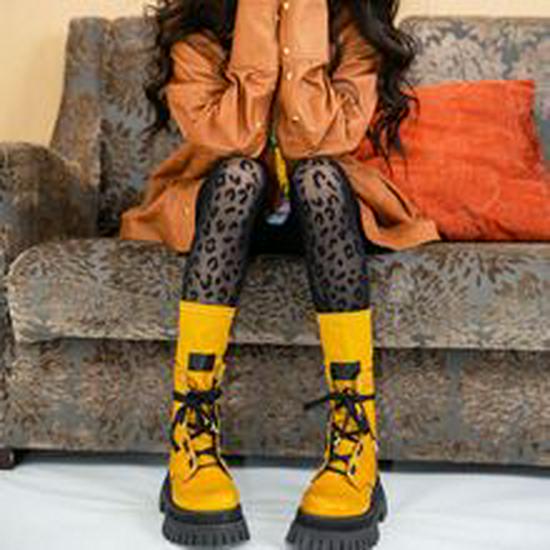 Леопардовые жаккардовые утягивающие летние чулки для женщин