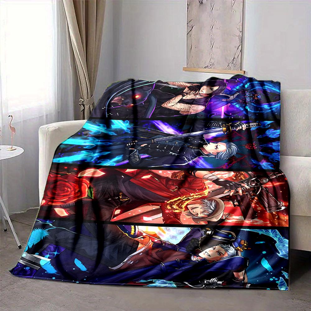1Pc Fantasy Warrior Epic Battle Flannel Blanket, Soft And Comfortable, Casual Warm, Camping Travel, Christmas, Halloween Xmas Gift S1756