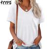 Women's Fashion Casual Summer Spring Solid Color Print Short Sleeve V-Neck Blouses & Shirts