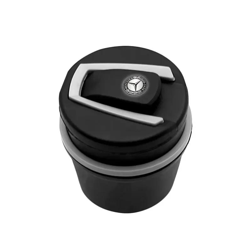 MTT5 Car Ashtrays Portable Car Auto LED Light Cigarette Cigar Ash Cylinder Stickers For Mercedes Benz C300 C250 C350 C Class W203