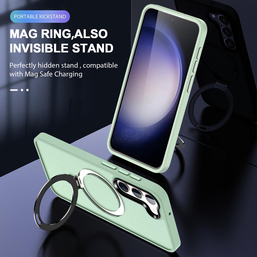 Чехол для Samsung Galaxy S24 PC+TPU Магнитное кольцо Подставка Защитная крышка для телефона