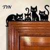 Black Cat Wall Sculptures Metal Door Topper, Cute Cats Frame Decor, Art, Modern Living Room Accents Minimalist Home Decoration for Bedroom Entryway,