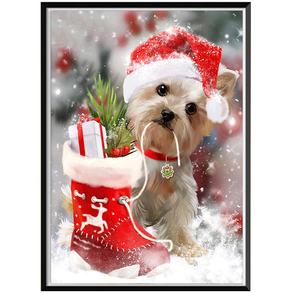 Christmas Diy Diamond Painting Full Diamond Santa Claus Round Diamond Embroidery 5D Snowman House Cross Stitch Home Decoration