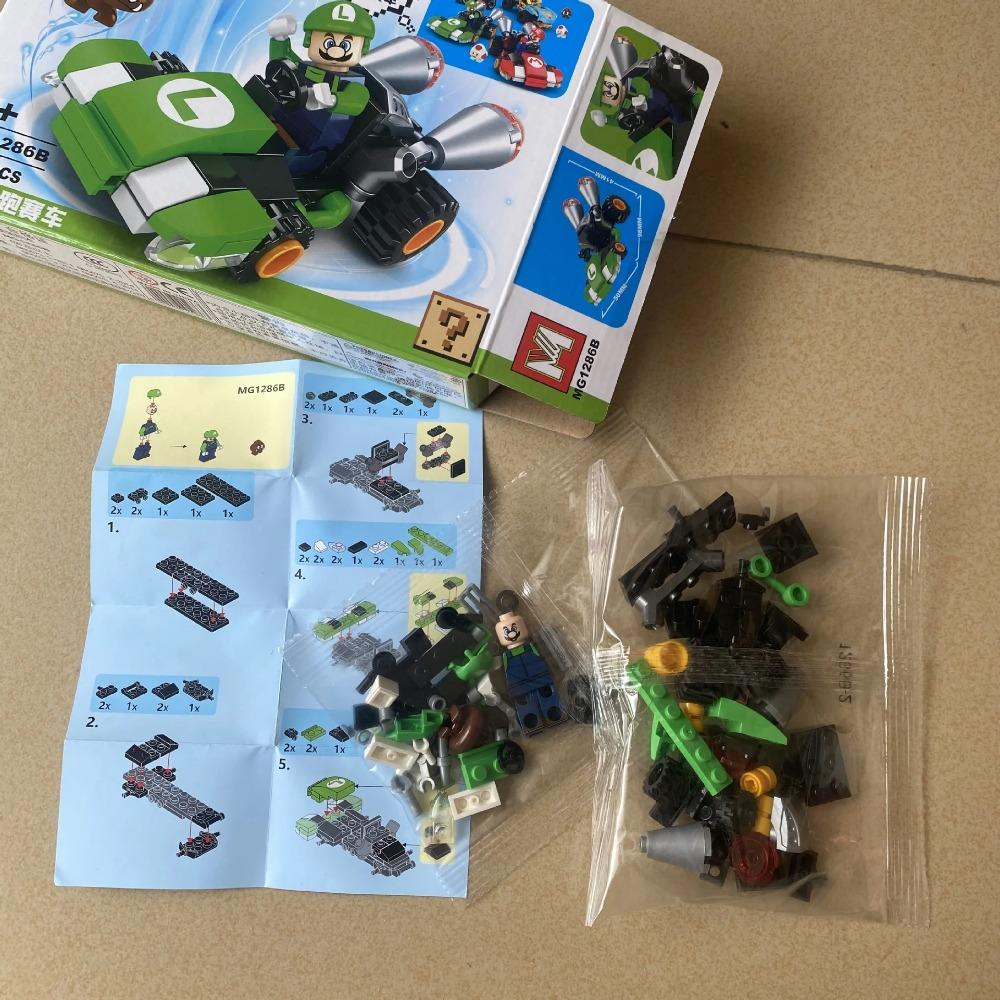 Супер Марио Брос Строительные Блоки Картинг Луиджи Боузер Принцесса Пич Йоши Тоад Фигурки Игрушки Машинка с Инерционным Механизмом Игра Кукла Подарки для Детей