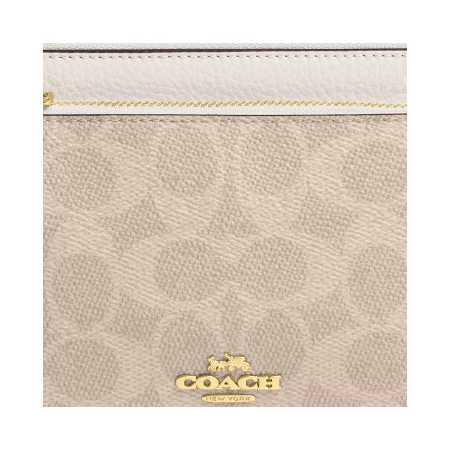 Новый кошелек COACH Signature из канвы с покрытием и кожи, маленький женский, розово-белый CX161-IMXDM
