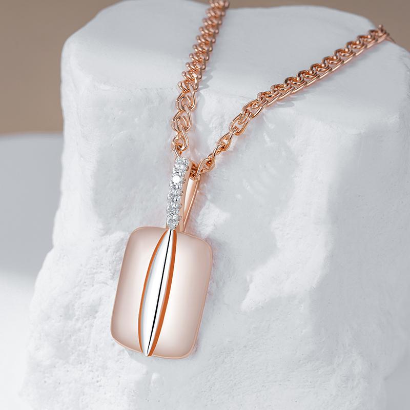 Блестящее Натуральное Квадратное Подвеска-Ожерелье с Цирконом для Женщин Роскошное Смешанный Дизайн Цвета Розового Золота Ежедневное Тонкое Украшение