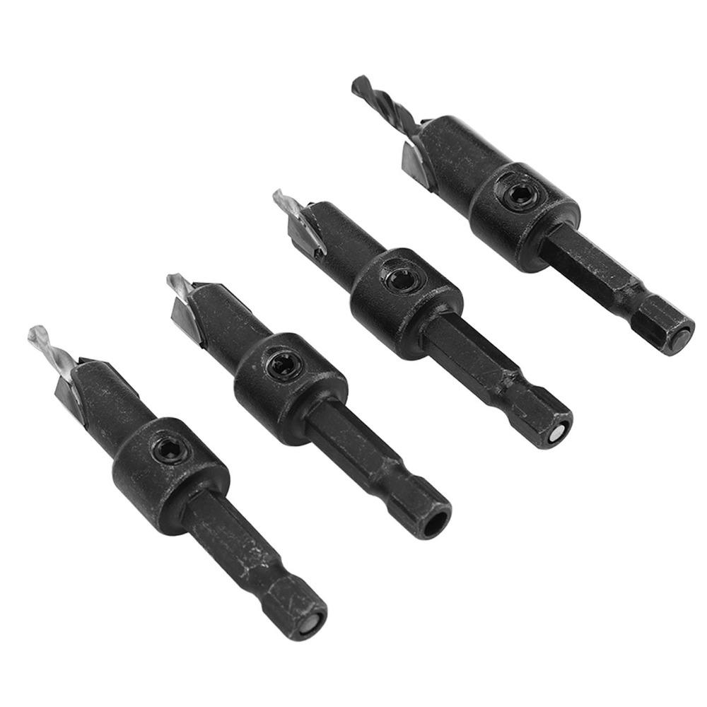 4pcs Cemented Carbide Countersink Drill Bit Set 4 Piece Set Countersunk Drilling Bit Woodworking