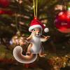 1Pcs Christmas Tree Decoration Santa Claus 2D Flat Acrylic Animal World Christmas Day Party Pendant Christmas Car Accessories