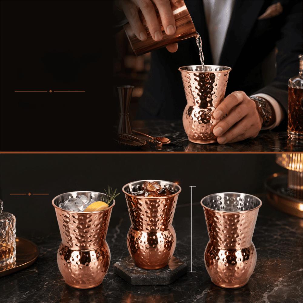 500ml Hammered Wine Cup 304 Stainless Steel Insulated Cocktail Cup Hammered Drinking Cup Bar