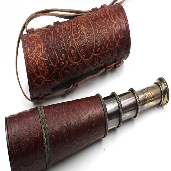 Телескоп ручной работы, резьба по полукоже, 50,8 см, функциональная винтажная копия латунного морского антикварного телескопа-подзорной трубы