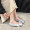 Soft Cute Round Head Bow Flat Ballet Shoes for Women 2025 New Versatile Girl Mary Jane Single Shoes for Women