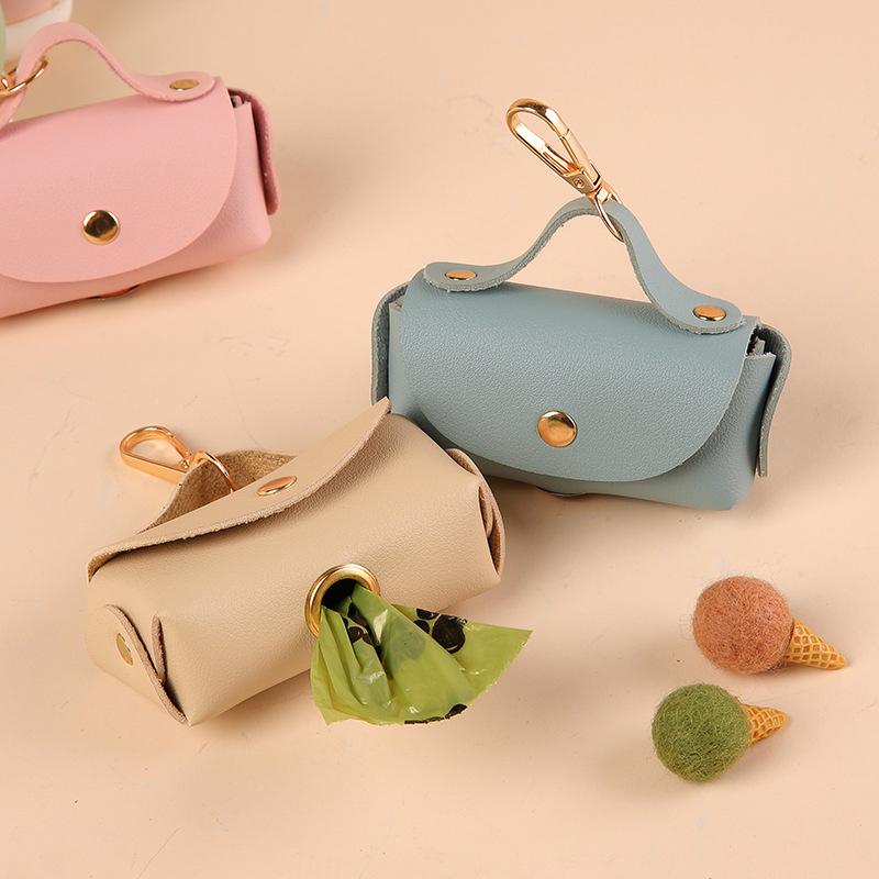 Стильный держатель для сумки для домашних животных, кожаный держатель для сумки для домашних животных с дозатором для сумок для собак, портативный органайзер для сумки для собачьих какашек, товары для животных