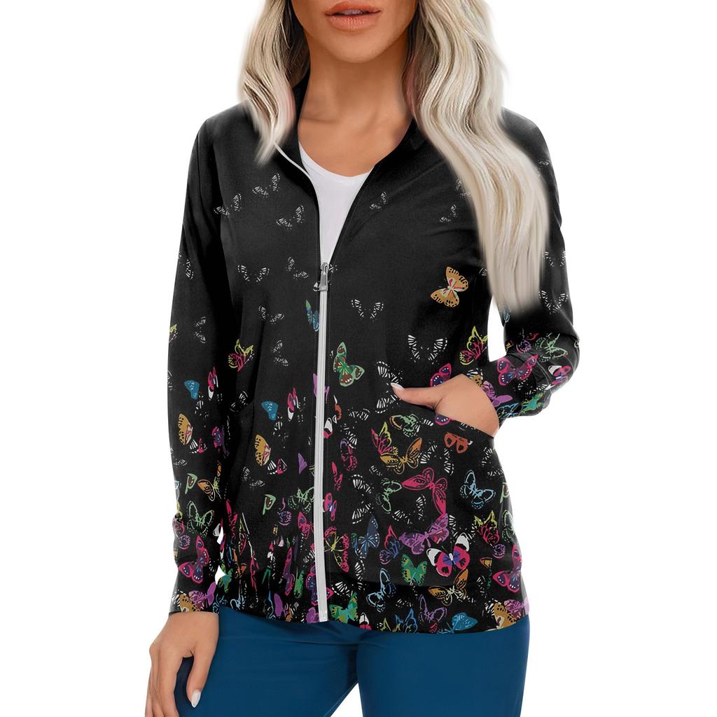 Женский однобортный защитный комбинезон с длинным рукавом и карманом, рабочий воротник-стойка, кардиган, куртка, топ