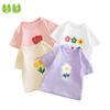 Children's Short-Sleeved T-shirt Girls' Summer Wear Flower Print Top
