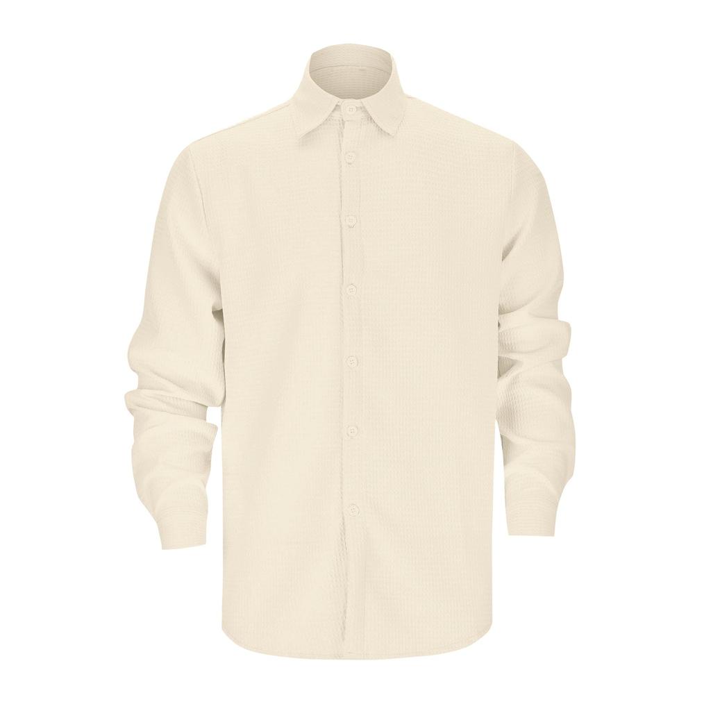 Men's Autumn Solid Color Long Sleeve Shirt Men's Casual Loose Button Long Sleeve Shirt