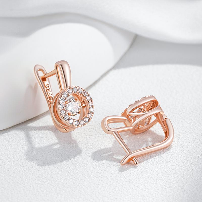 Kienl   Серьги цвета розового золота в английском стиле для женщин, модные, качающиеся, с натуральным цирконом, аксессуары, высококачественная повседневная бижутерия