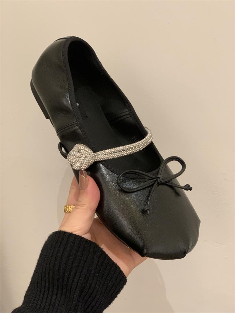 IPPEUM Silver Mary Janes For Women 2025 New Round Toe Ballet Flats Shoes Ballerina