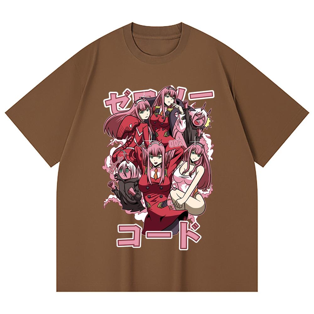 230 г/м² 100% хлопок Darling In The Franxx V3 Зеро Ту Принт Унисекс Тяжелая Хлопковая Футболка