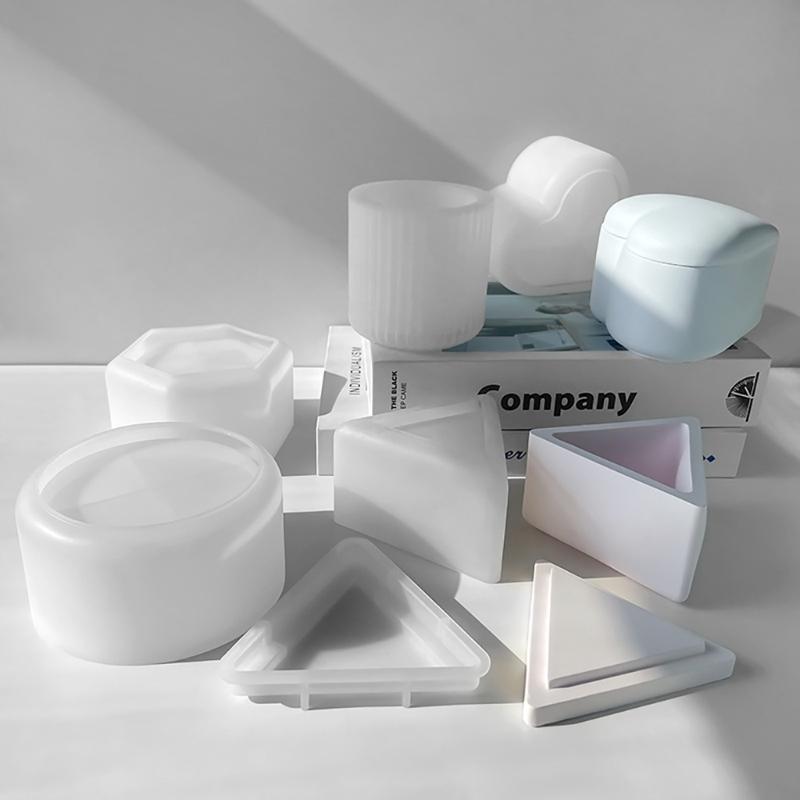 Storage Box Mold Hexagon Silicone Mold DIY Aromatherapy Gypsum Candle Jar Jewelry Box Epoxy Resin Molds Home Decorations