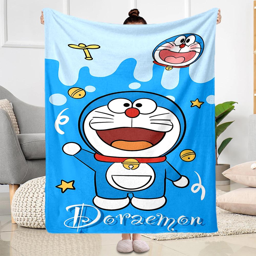 Doraemon Heart Adventure Blanket Warmthful Decor Perfect for Picnics Seaside Livingroom Four Seasons Universal Digital Print