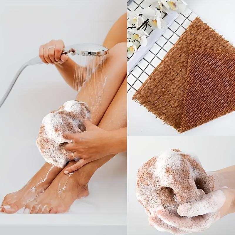 3 шт., Африканская сетка Длинная мочалка для душа, Отшелушивание тела, Скрабирование тела, Скрабирование спины, Гладкий светло-бежевый цвет, Растягивается до 66 дюймов