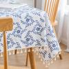 Скатерть с принтом, имитация хлопка и льна, кружевная скатерть с бахромой, прямоугольная фоновая ткань с изображением цветов и лозы