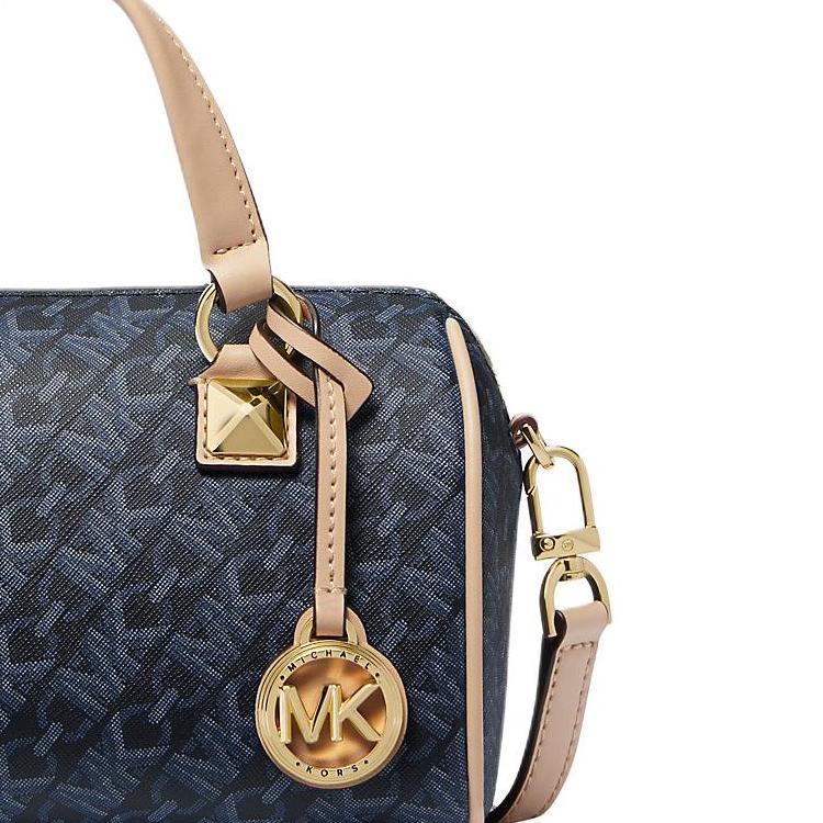 Michael Kors Женская сумка MK Grayson Boston с металлической отделкой и застежкой-молнией Темно-синяя 32R4GGYC1B-ADMRL-PLBLUE