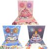 Musical and Light 3D Popup Greeting Card Blowable Led Candle Birthday Cake Postcards  Child