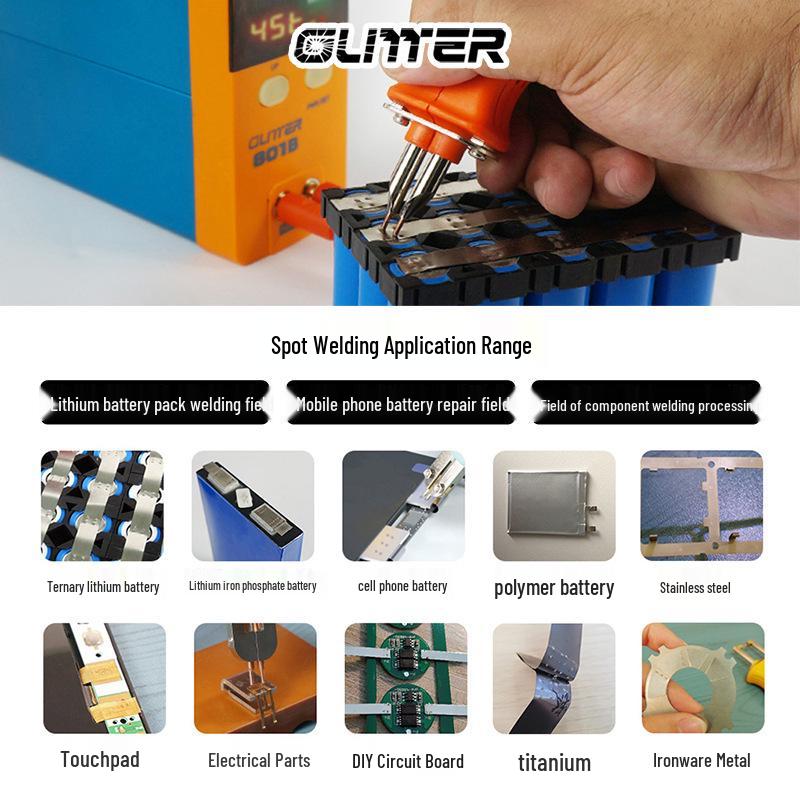 GLITTER 801B Ручной точечный сварочный аппарат для сварки литиевых батарей и конденсаторов 18650.