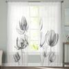 Flower Laser Tulip Transparent Bedroom Transparent Sheer Curtains Holiday Decoration Window Voile Tulle Curtain